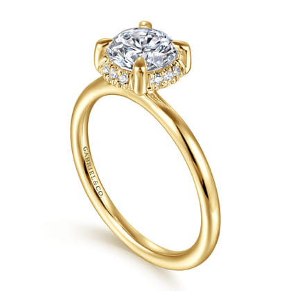 Seattle - 14K Yellow Gold Round Hidden Halo Diamond Engagement Ring