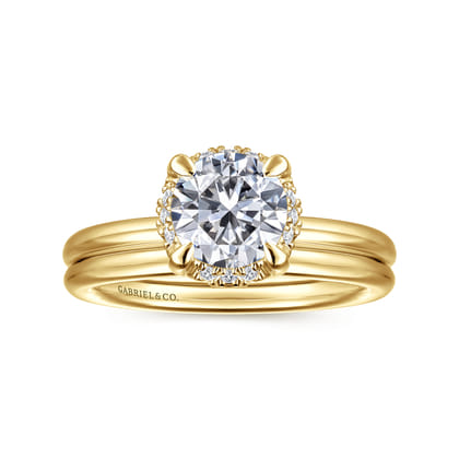Seattle - 14K Yellow Gold Round Hidden Halo Diamond Engagement Ring