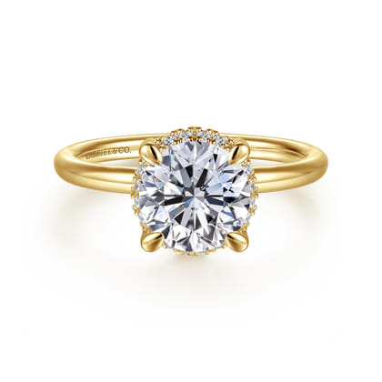 Seattle - 14K Yellow Gold Round Hidden Halo Diamond Engagement Ring