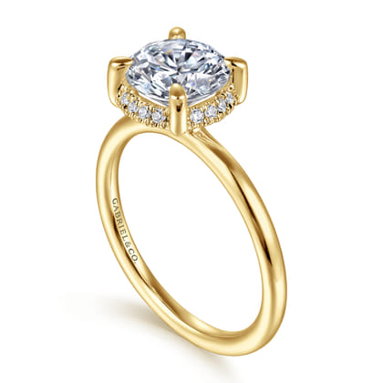 Seattle - 14K Yellow Gold Round Hidden Halo Diamond Engagement Ring