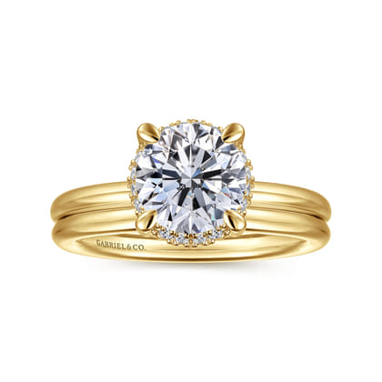 Seattle - 14K Yellow Gold Round Hidden Halo Diamond Engagement Ring