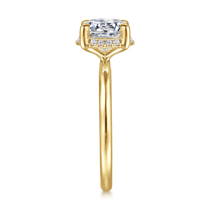 Seattle - 14K Yellow Gold Round Hidden Halo Diamond Engagement Ring