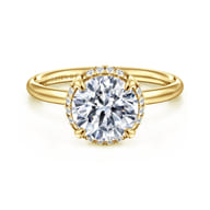 Seattle - 14K Yellow Gold Round Hidden Halo Diamond Engagement Ring