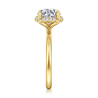 Seattle - 14K Yellow Gold Round Hidden Halo Diamond Engagement Ring