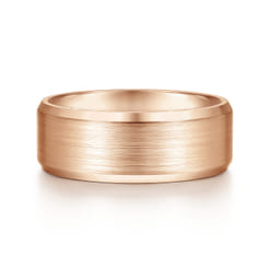 Sebastian - 14K Rose Gold 8mm - Satin Finish Men's Wedding Band with Beveled Edge