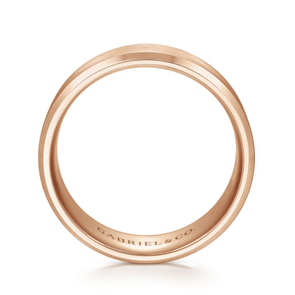 Sebastian - 14K Rose Gold 8mm - Satin Finish Men's Wedding Band with Beveled Edge