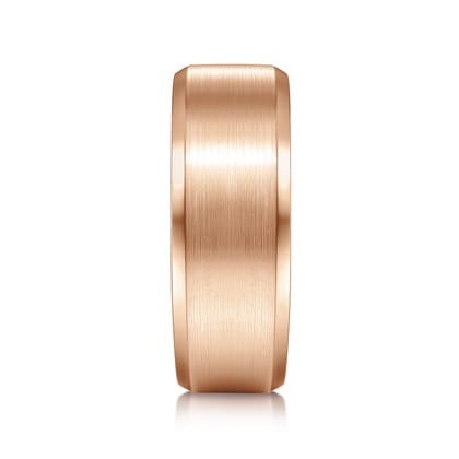 Sebastian - 14K Rose Gold 8mm - Satin Finish Men's Wedding Band with Beveled Edge