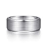 Sebastian - 14K White Gold 8mm - Satin Finish Men's Wedding Band with Beveled Edge