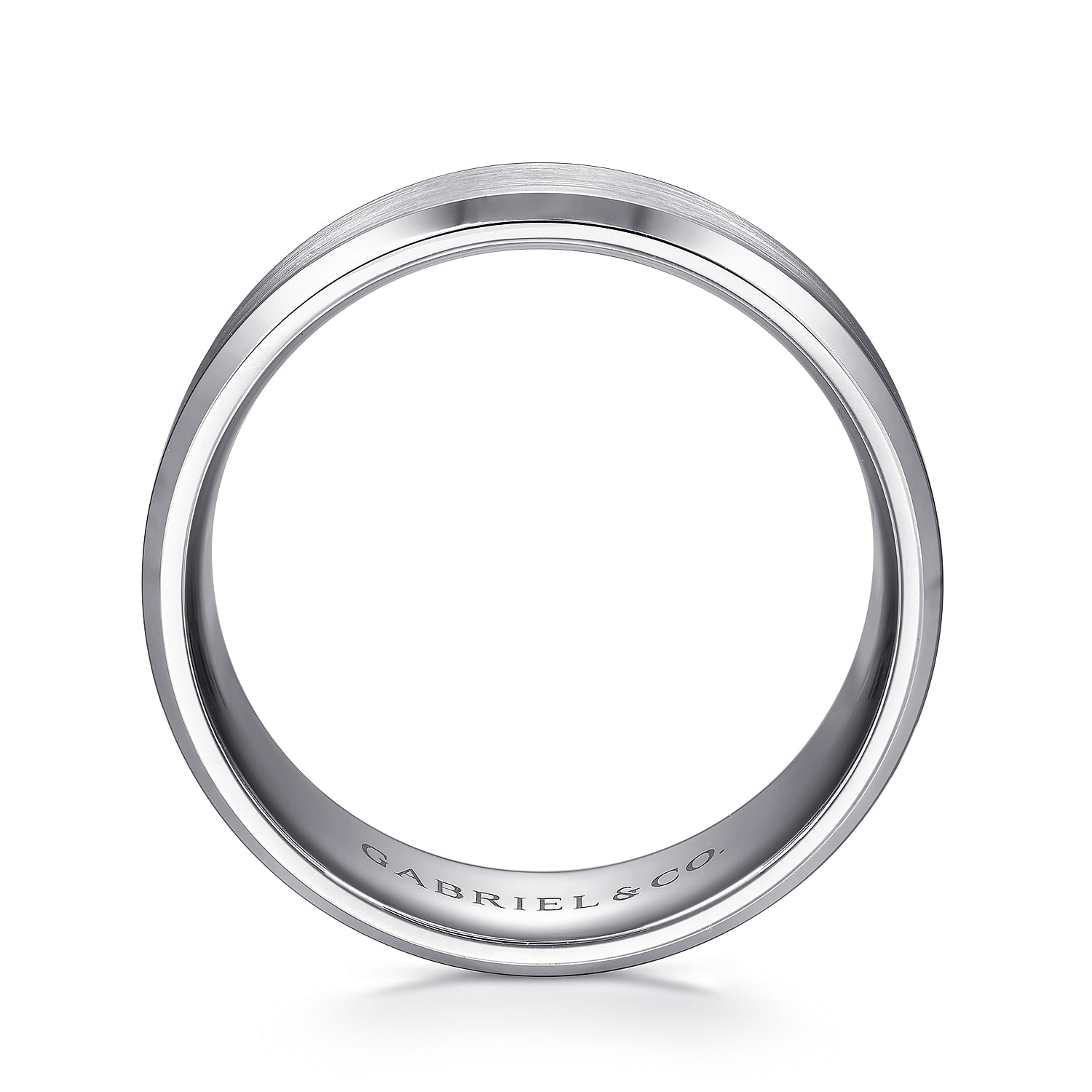 Sebastian - 14K White Gold 8mm - Satin Finish Men's Wedding Band with Beveled Edge
