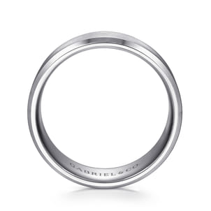 Sebastian - 14K White Gold 8mm - Satin Finish Men's Wedding Band with Beveled Edge