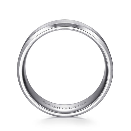 Sebastian - 14K White Gold 8mm - Satin Finish Men's Wedding Band with Beveled Edge