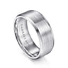 Sebastian - 14K White Gold 8mm - Satin Finish Men's Wedding Band with Beveled Edge