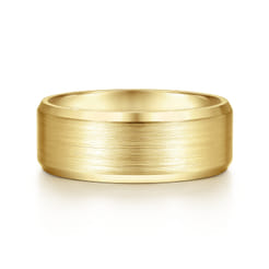Sebastian - 14K Yellow Gold 8mm - Satin Finish Men's Wedding Band with Beveled Edge