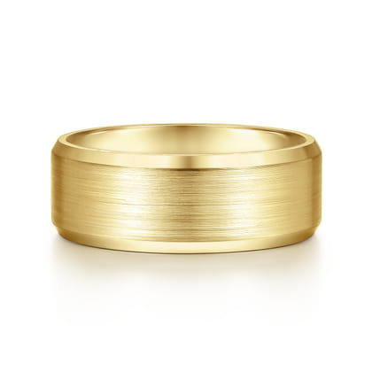 Sebastian - 14K Yellow Gold 8mm - Satin Finish Men's Wedding Band with Beveled Edge