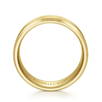 Sebastian - 14K Yellow Gold 8mm - Satin Finish Men's Wedding Band with Beveled Edge