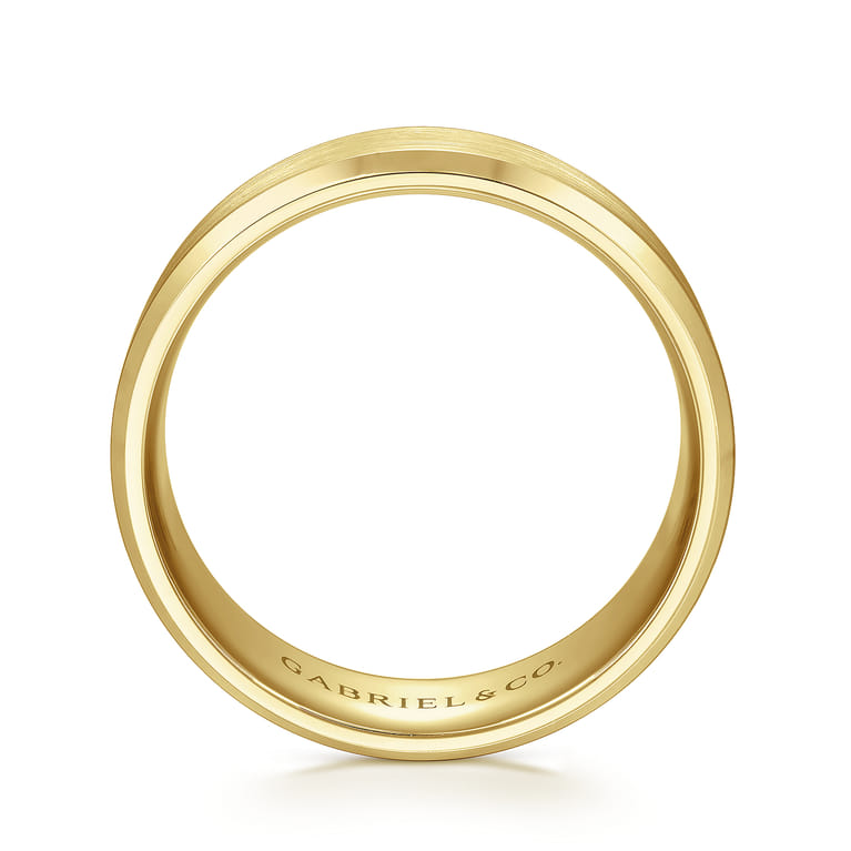 Sebastian - 14K Yellow Gold 8mm - Satin Finish Men's Wedding Band with Beveled Edge - Shot 2