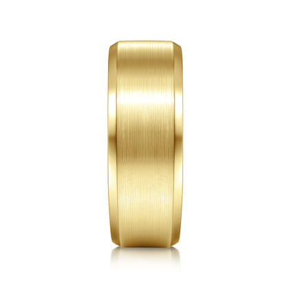 Sebastian - 14K Yellow Gold 8mm - Satin Finish Men's Wedding Band with Beveled Edge