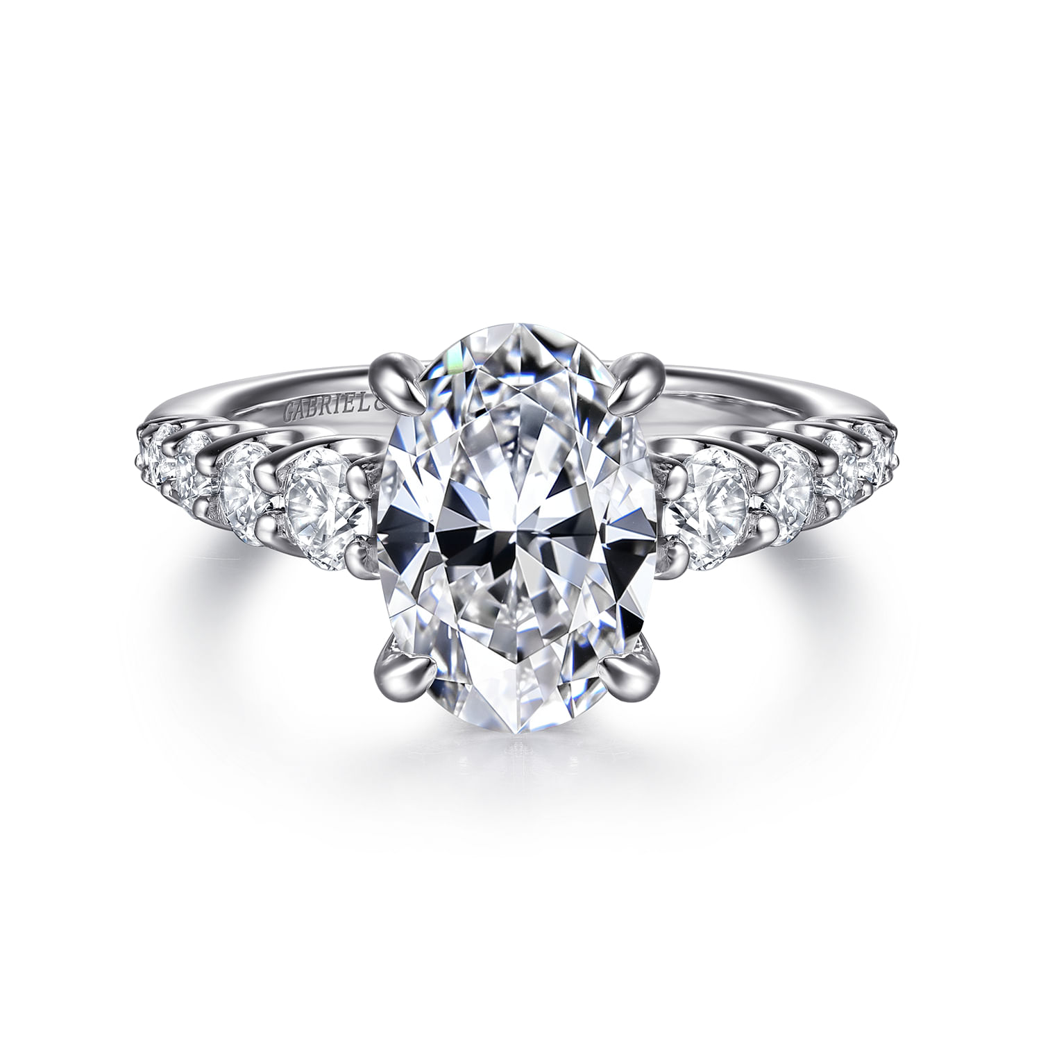 Seema - 14K White-Yellow Gold Oval Diamond Engagement Ring