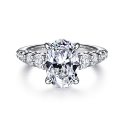 14K White-Yellow Gold Oval Diamond Engagement Ring