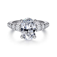 Seema - 14K White-Yellow Gold Oval Diamond Engagement Ring