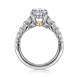 Seema - 14K White-Yellow Gold Oval Diamond Engagement Ring