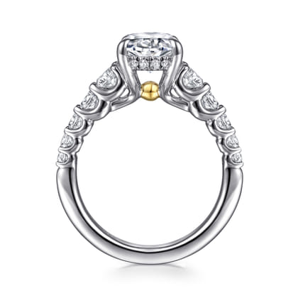 Seema - 14K White-Yellow Gold Oval Diamond Engagement Ring