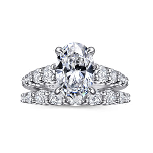 Seema - 14K White-Yellow Gold Oval Diamond Engagement Ring