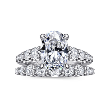 Seema - 14K White-Yellow Gold Oval Diamond Engagement Ring