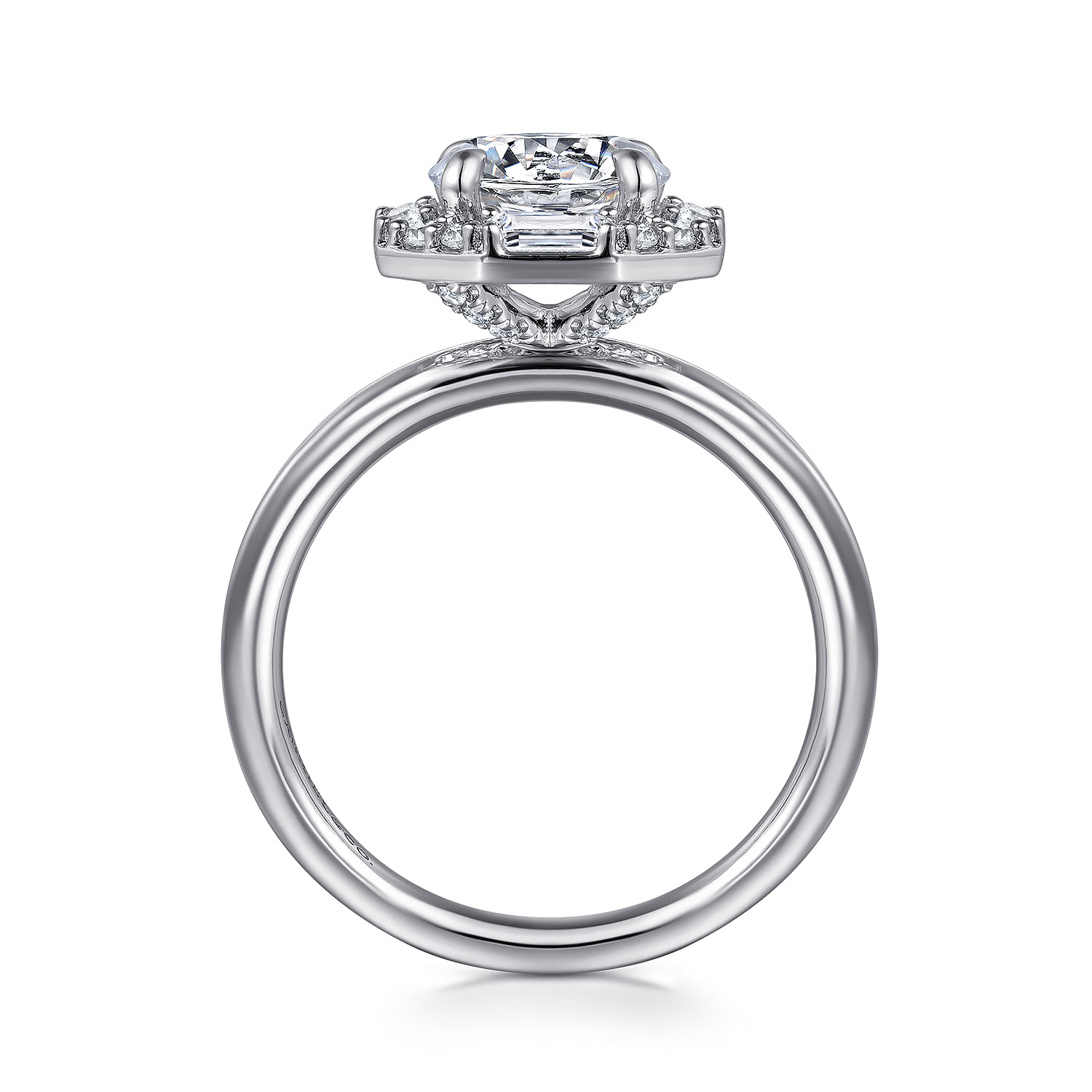 Seina - 14K White Gold Octagonal Hidden Halo Diamond Engagement Ring