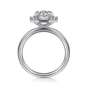Seina - 14K White Gold Octagonal Hidden Halo Diamond Engagement Ring