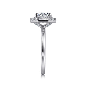Seina - 14K White Gold Octagonal Hidden Halo Diamond Engagement Ring