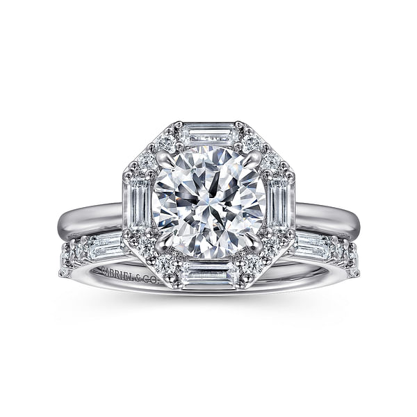 14K White Gold Round Halo Diamond Engagement Ring @ $4050. Shop Jewelry ...