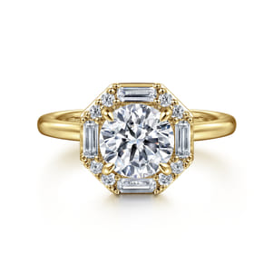 Seina - 14K Yellow Gold Round Halo Diamond Engagement Ring