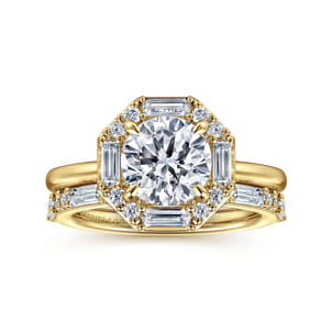 Seina - 14K Yellow Gold Round Halo Diamond Engagement Ring