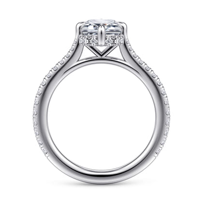 Seine - 14K White Gold Compass Prong Emerald Cut Diamond Engagement Ring