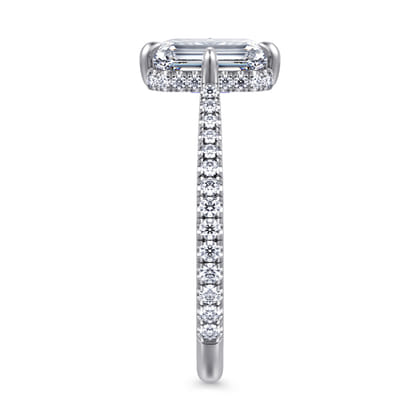 Seine - 14K White Gold Compass Prong Emerald Cut Diamond Engagement Ring