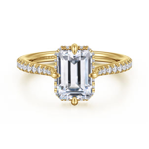 Seine - 14K Yellow Gold Compass Prong Emerald Cut Diamond Engagement Ring