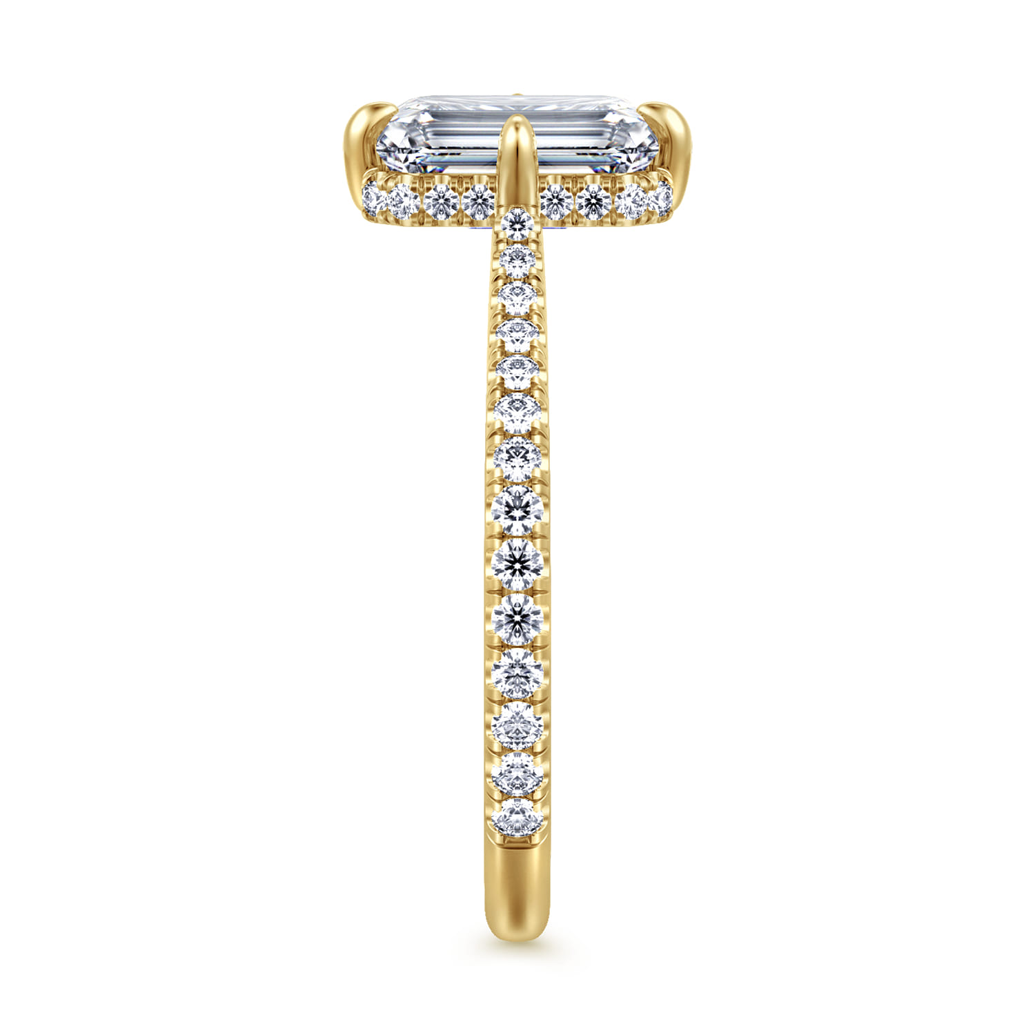 Seine - 14K Yellow Gold Compass Prong Emerald Cut Diamond Engagement Ring