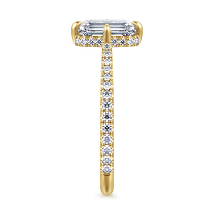 Seine - 14K Yellow Gold Compass Prong Emerald Cut Diamond Engagement Ring