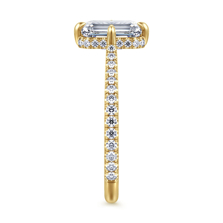 Seine - 14K Yellow Gold Compass Prong Emerald Cut Diamond Engagement Ring