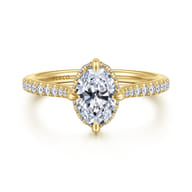 Seine - 14K Yellow Gold Compass Prong Oval Diamond Engagement Ring