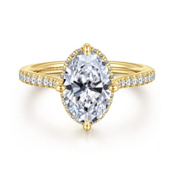 Seine - 14K Yellow Gold Compass Prong Oval Diamond Engagement Ring