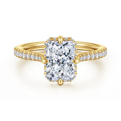 Seine - 14K Yellow Gold Compass Prong Radiant Cut Diamond Engagement Ring