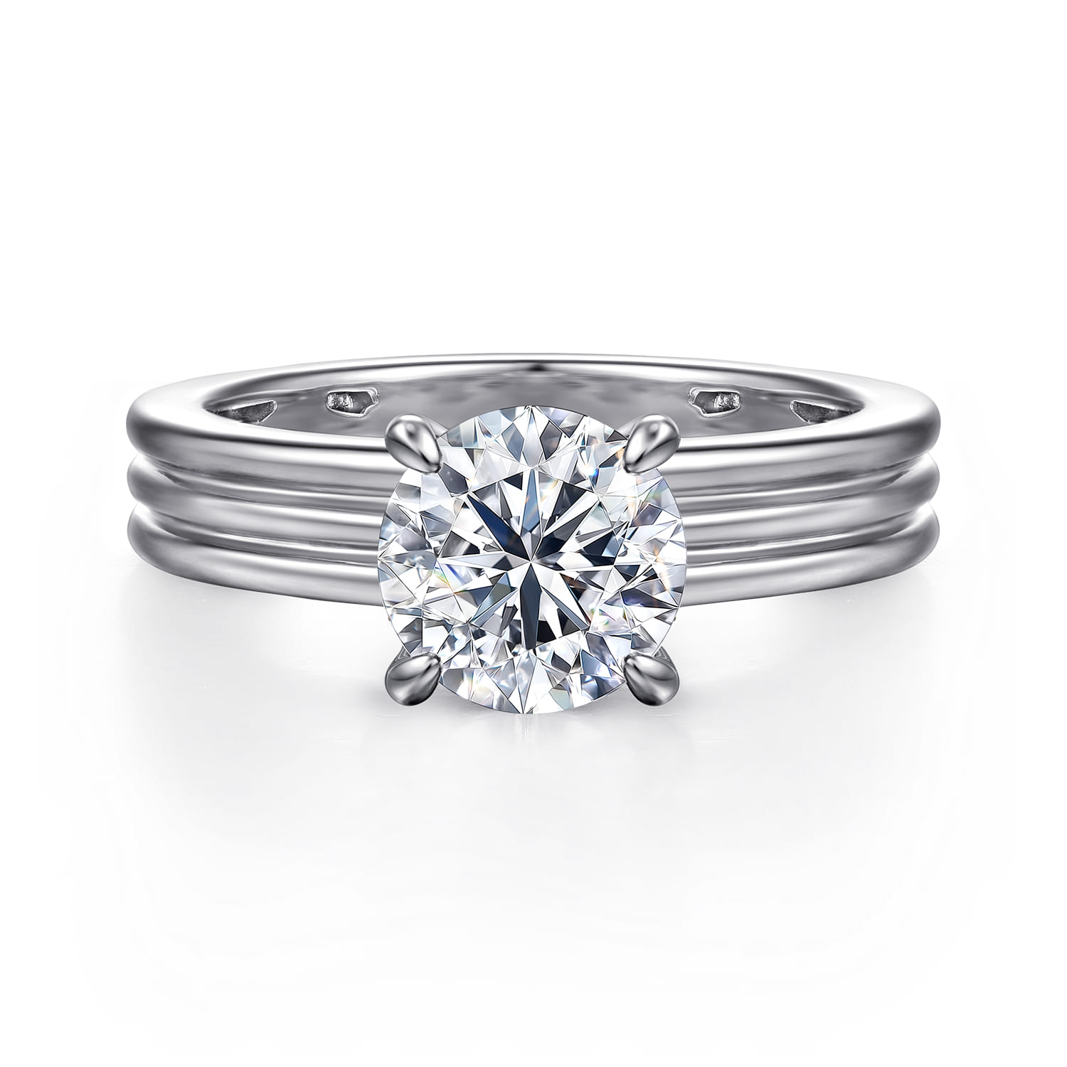 Sela - 14K White Gold Round Diamond Engagement Ring