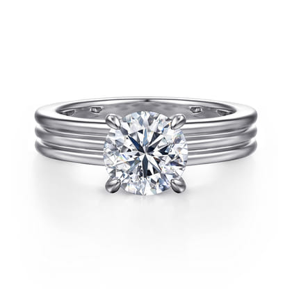 Sela - 14K White Gold Round Diamond Engagement Ring