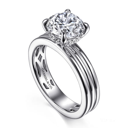 Sela - 14K White Gold Round Diamond Engagement Ring
