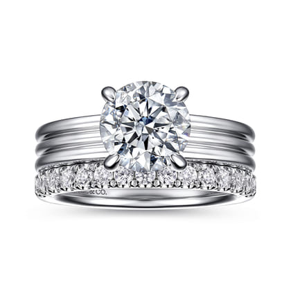 Sela - 14K White Gold Round Diamond Engagement Ring