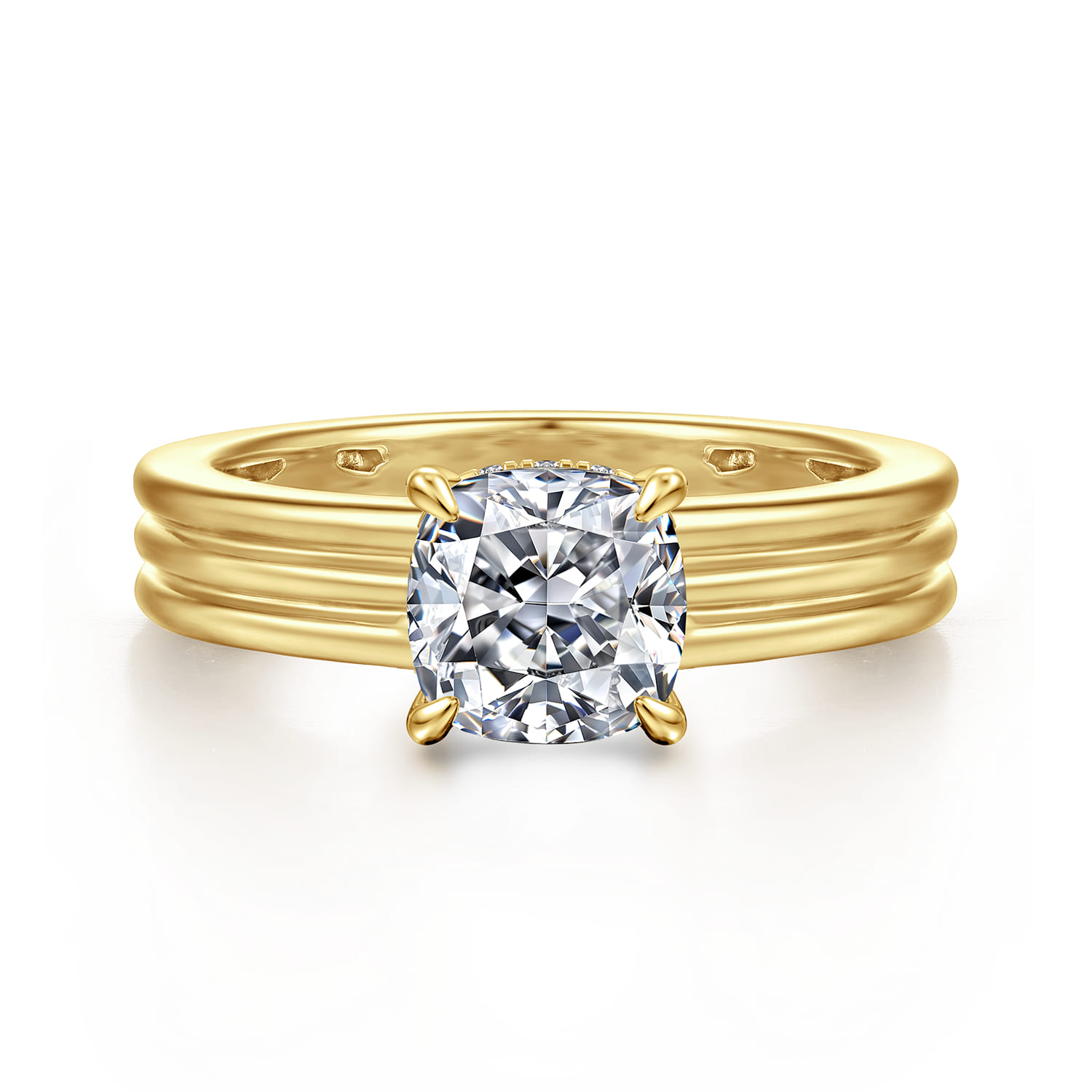 Sela - 14K Yellow Gold Cushion Cut Diamond Engagement Ring