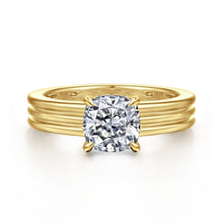 Sela - 14K Yellow Gold Cushion Cut Diamond Engagement Ring