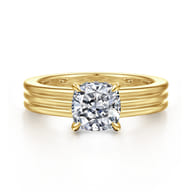 Sela - 14K Yellow Gold Cushion Cut Diamond Engagement Ring